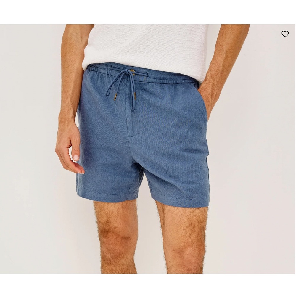 Rails Archer 6" short Mens Washed Blue Cotton Linen Blend Drawstring Large